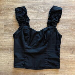 Abercrombie & Fitch Black Ruched Strap Crop Top